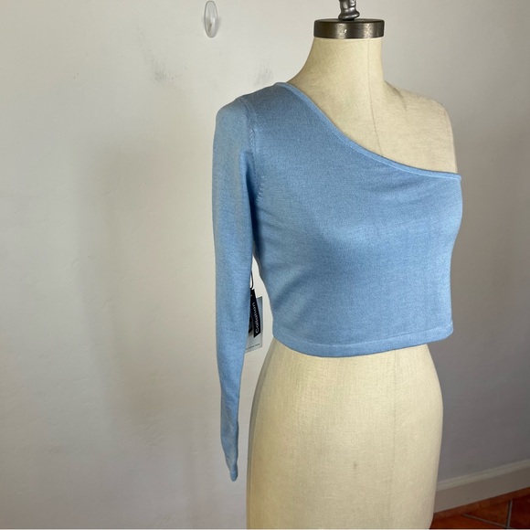 Callahan Blue One Shoulder Knit Top - Picture 2 of 7